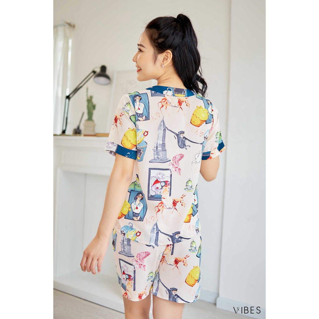 VIBES Bộ Pijama Lửng Mặc Nhà Vivian Be Py Set