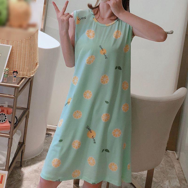 Đầm Ngủ Sát Nách In Hình Hoạt Hình Dễ Thương Cho Bé Gái