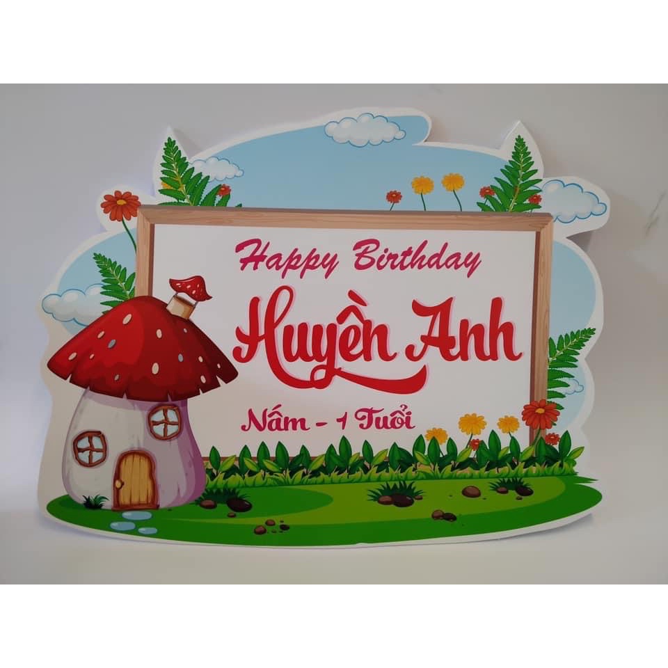 Hình chibi sinh nhật , baner bảng tên kích thước 20 *30 cm; 30*40cm