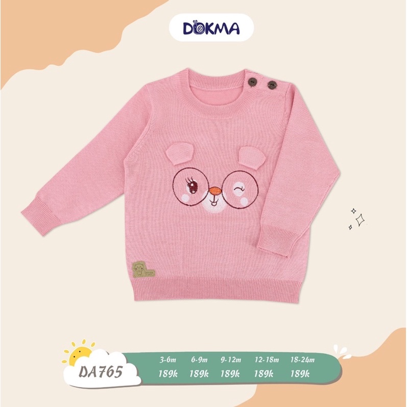 Áo len cổ tròn dài tay dokma 9-24m
