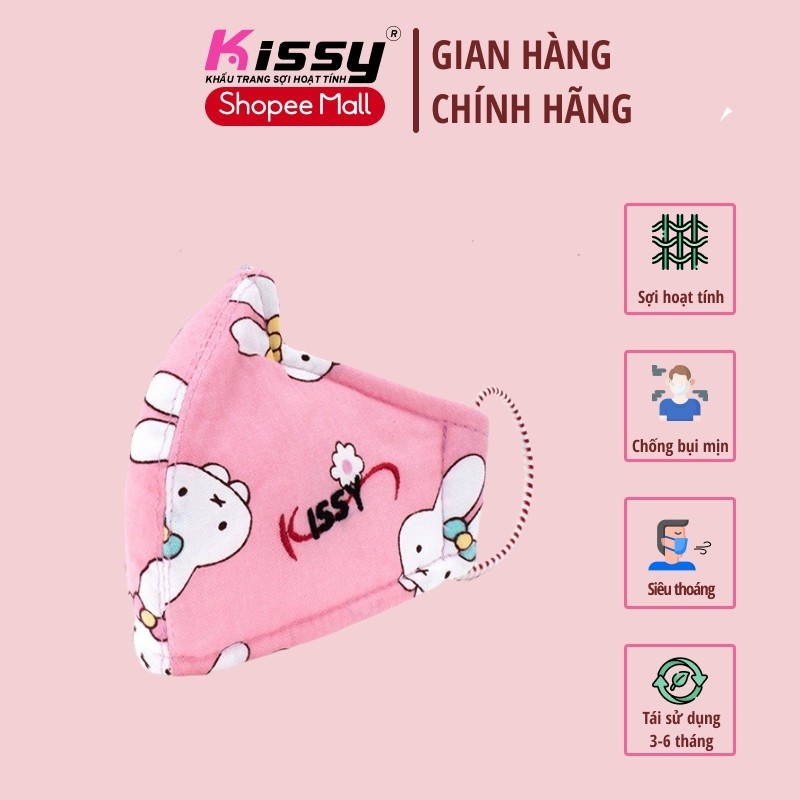 Khẩu Trang Kissy Trẻ Em Size S1 Cho Bé Từ6 Tháng Đến 3 Tuổi Mẫu Thỏ Hồng Giống Giao Đúng Mẫu