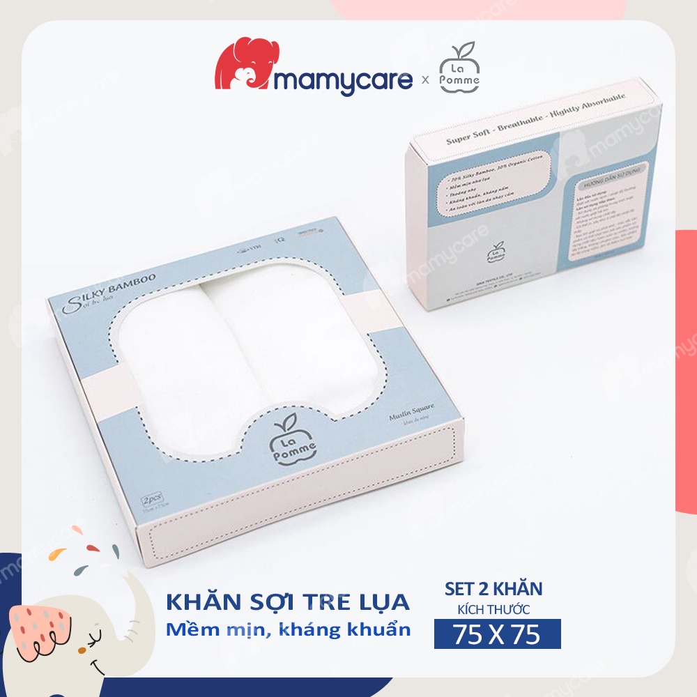 Set 2 khăn tắm đa năng cho bé sợi tre lụa La Pomme khăn xô tắm mềm mịn trơn nhiều màu sắc - MAMYCARE