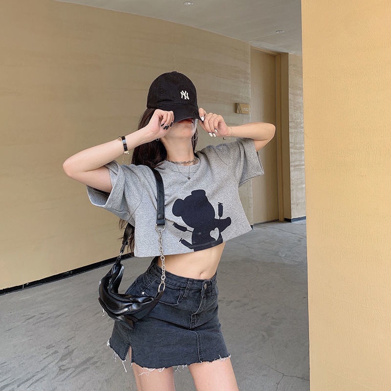 Áo thun cotton ngắn tay rộng xinh xắn dành cho nữ 2021
