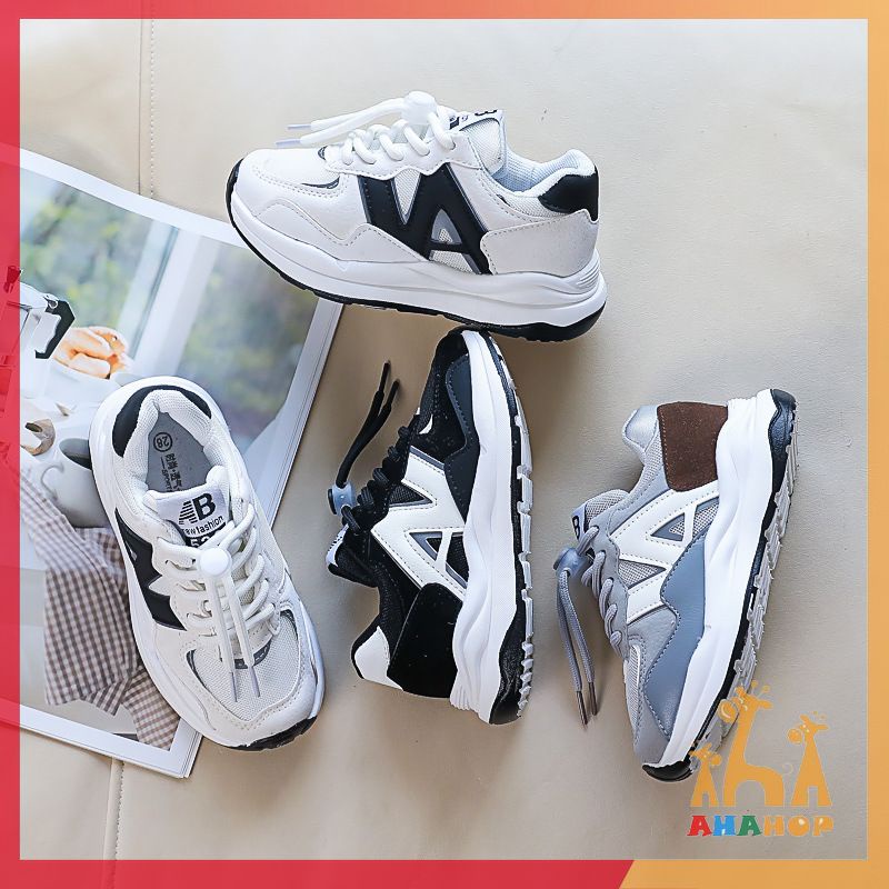 Giày thể thao bé trai bé gái, Giày sneaker dây rút da PU mềm nhẹ phối lưới thoáng khí đế chống trơn trượt cho bé M628