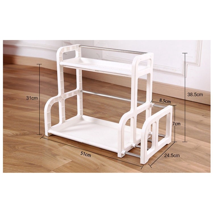 Kệ Gia Vị 2 Tầng Chữ H Để Bàn, Chất Liệu Nhựa Cao Cấp