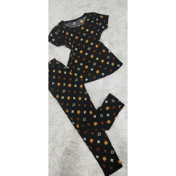 Bộ tay ngắn quần dài thun tơ hoa