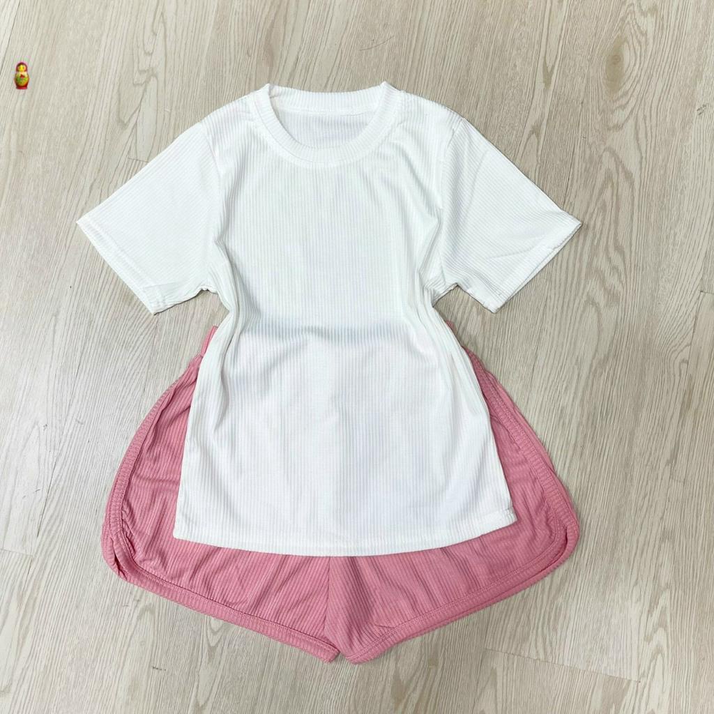 set bộ đùi mặc nhà chất thun gân dễ thương phối màu đẹp