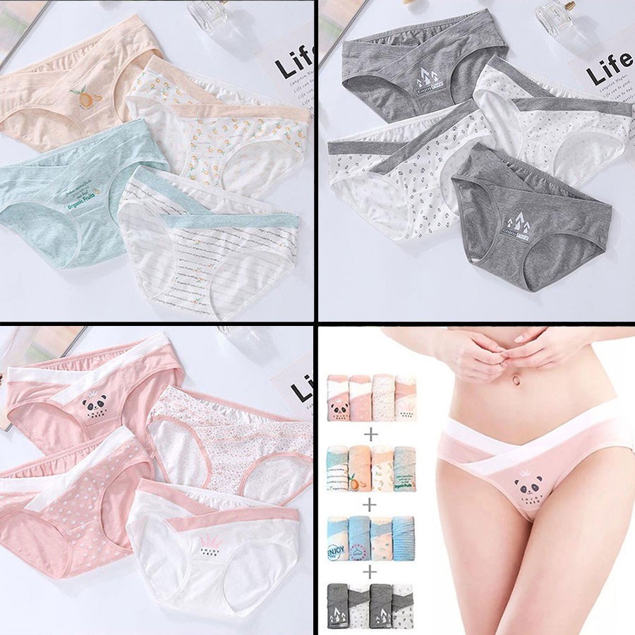 Sét 4 Quần Lót Bầu Cạp Chéo Túi Zip Xịn Chất Cotton, Co Giãn Đàn Hồi size từ 40-85kg