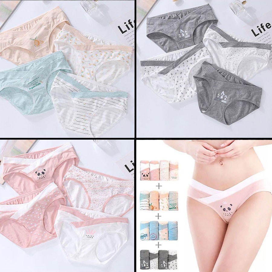 Combo 4 Quần Lót Cạp Chéo Cotton Đẹp Cho Bà Bầu L108