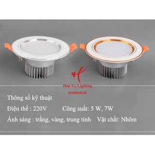 Đèn âm trần led 3 màu 5w 7w 12w