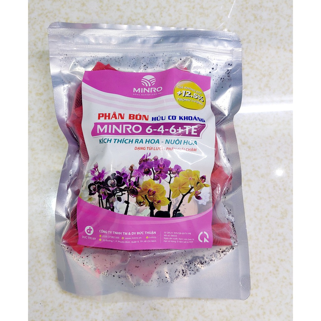 PHÂN BÓN HỮU CƠ KHOÁNG MINRO 6-4-6+TE dành cho phong lan ( bịch 36 túi lọc)