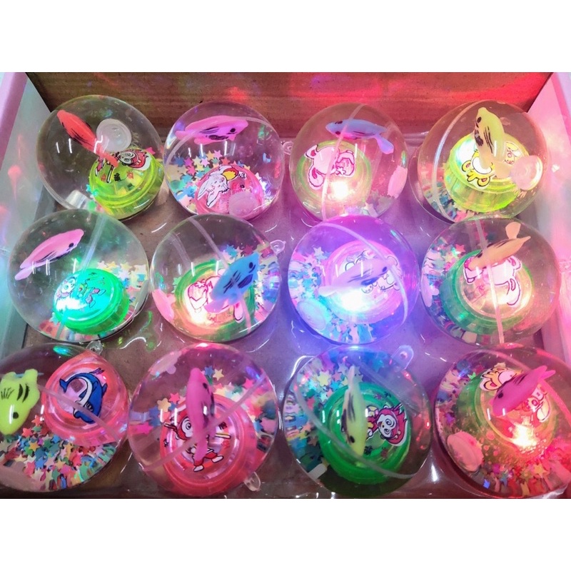 Đồ Chơi Bóng Nảy Phát Sáng Cho Bé, bóng nước có cá bơi cực đẹp