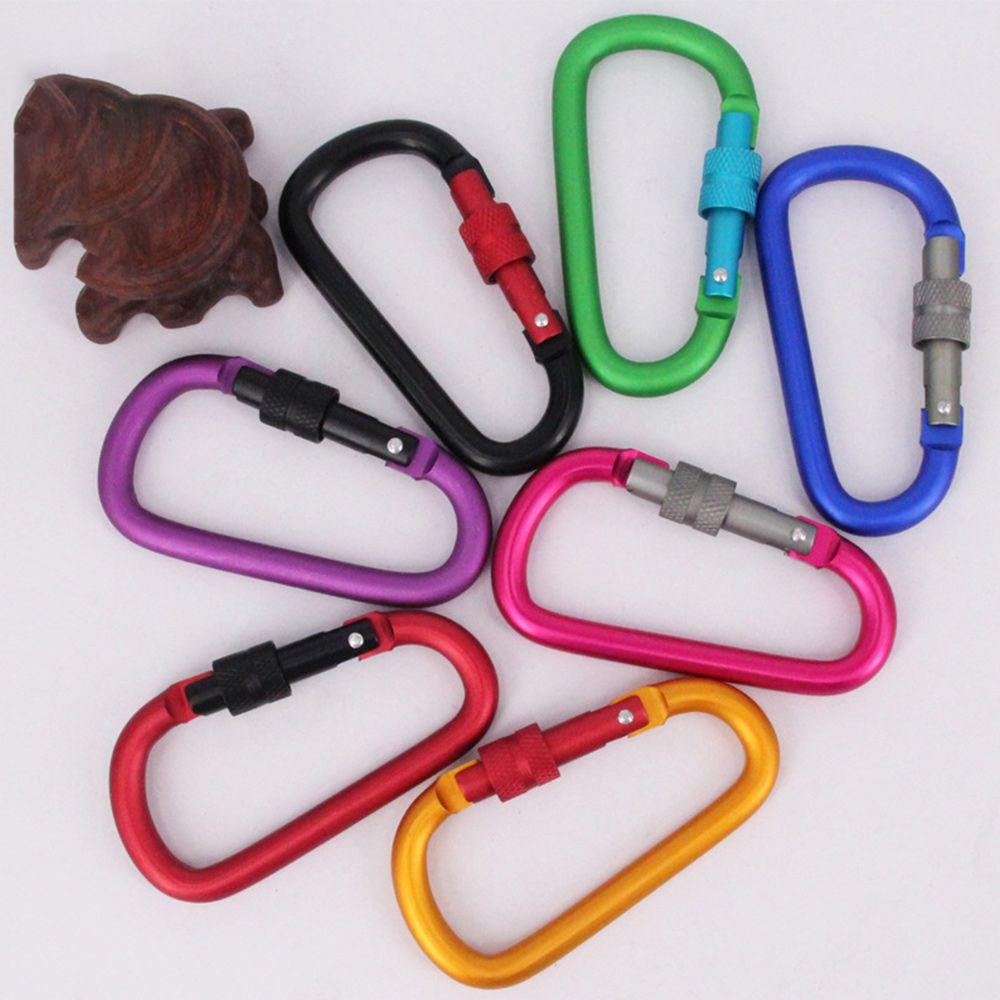 Set 24 3 Móc Khóa Carabiner Bằng Hợp Kim Màu Đen Chất Lượng Cao Dùng Khi Leo Núi