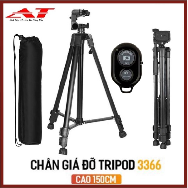 Chân giá đỡ điện thoại, máy ảnh Tripod 3366 cao 150cm có tay cầm cực chắc chắn | WebRaoVat - webraovat.net.vn