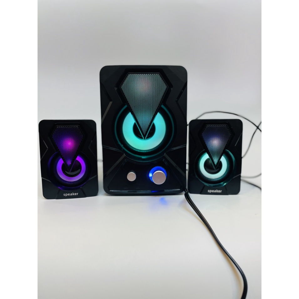 Loa máy tính 2.1 mini để bàn, Loa LED Rgp bass mạnh YST-1307 Nguồn 5v Trực Tiếp Cổng USB cực chất