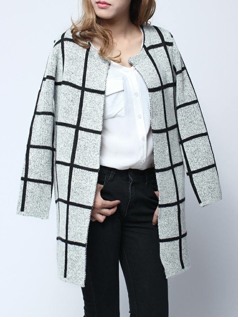 Áo len dáng dài cadigan xám | BigBuy360 - bigbuy360.vn