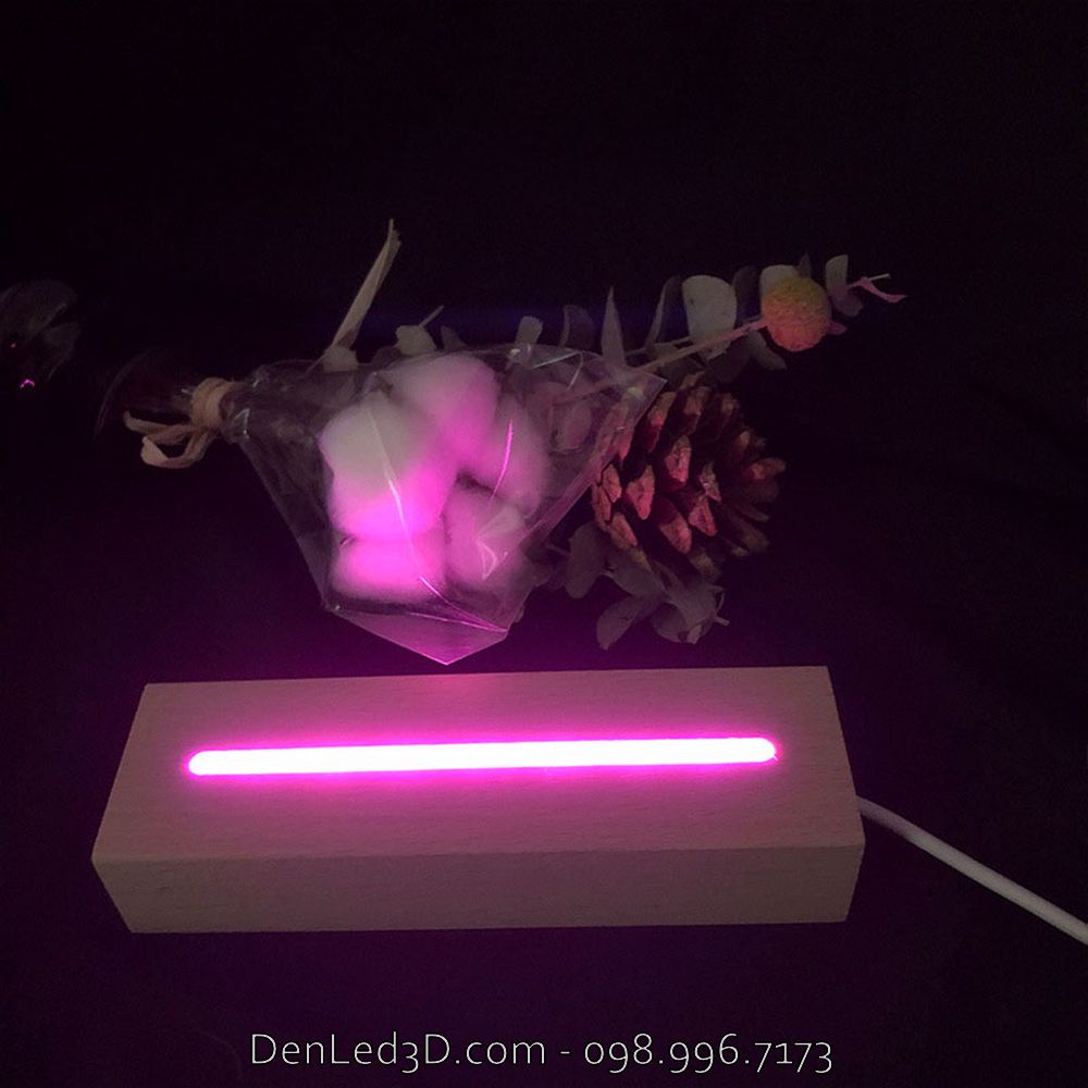 Đế Đèn LED 3D Gỗ Chữ Nhật Dài RGB (không kèm mica)