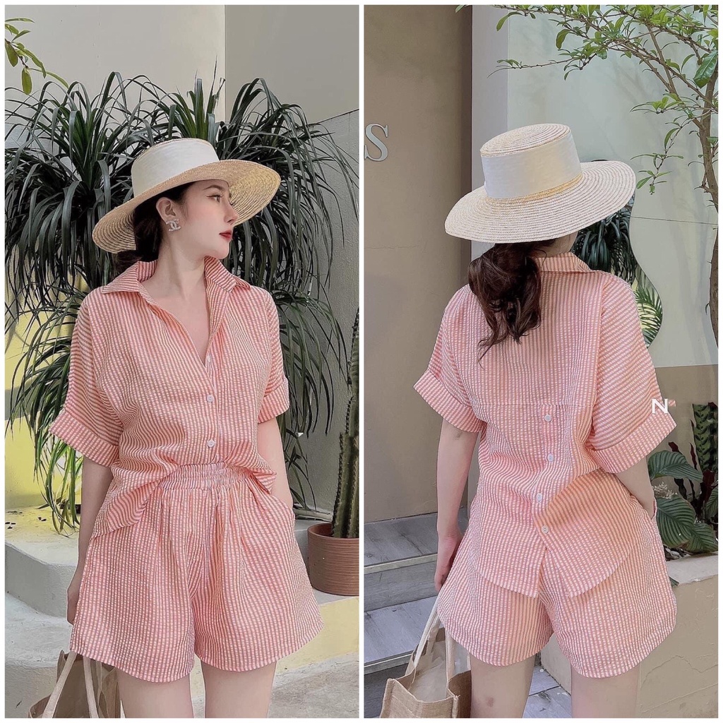 Set Áo Sơ Mi Tay Lở Quần Ngắn Mã T1