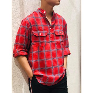 Áo Sơ Mi Nam INF Cổ Trụ Caro Tay Dài, Chất Vải Cotton Dày Dặn Cao Cấp, SM004950, SOMEHOW