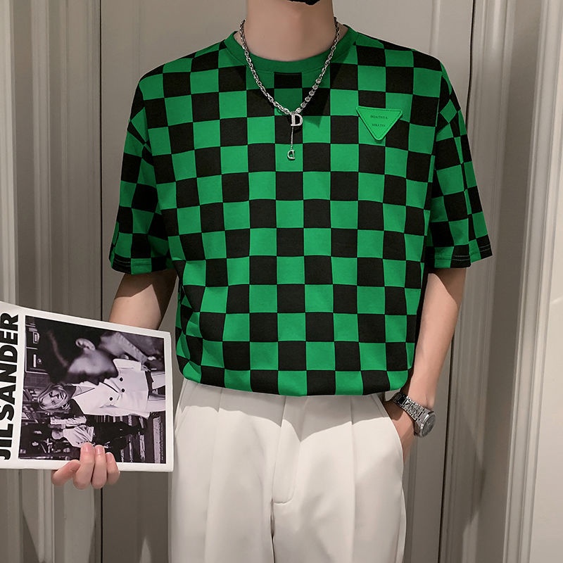 Áo Thun Tay Ngắn Họa Tiết Kẻ Sọc Ca Rô Thời Trang Mùa Hè Mới Cho Nam 2022