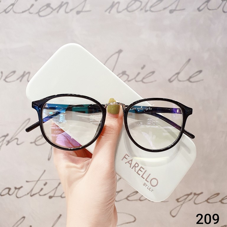GỌNG KÍNH 0 ĐỘ CHẤT LIỆU DẺO NHỰA BỀN NHẸ 209 MÀU ĐEN UNISEX