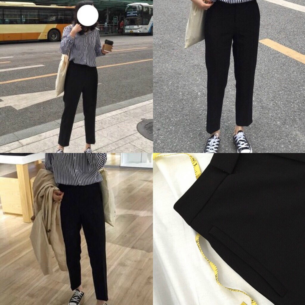 Quần tây đen nữ đơn giản thanh lịch