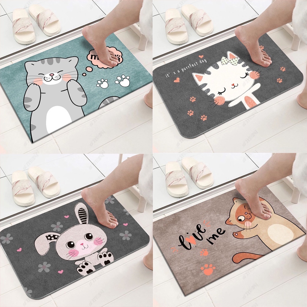 (LOẠI XỊN) Thảm chùi chân thấm nước nhà tắm chống trượt, thảm lau chân hình thú 3D nhà bếp