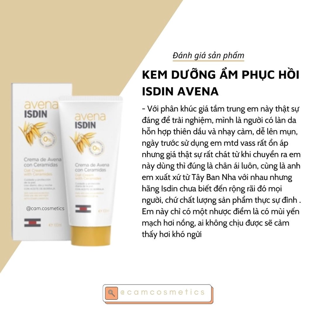 Kem dưỡng ẩm, phục hồi da Avena Isdin Oatmeal Cream with Ceramides 100ml
