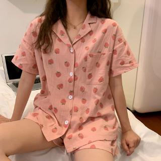 Bộ đồ ngủ ngắn tay + quần short thoải mái cho nữ