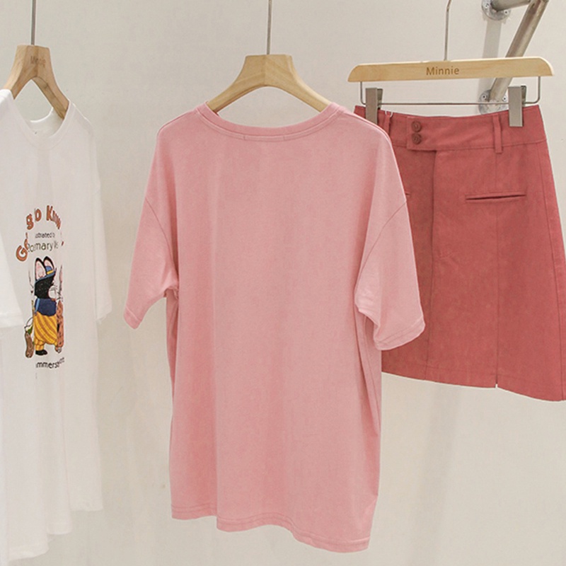 NRVP Áo thun cotton tay ngắn cổ tròn phong cách Hàn Quốc thời trang mùa hè dành cho nữ