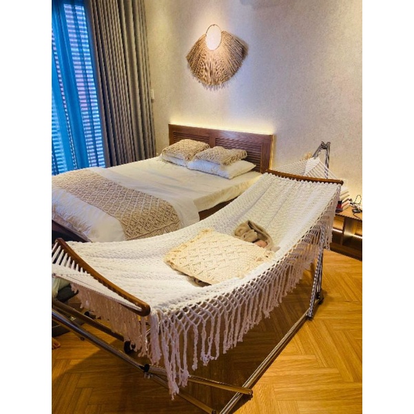 VÕNG LƯỚI SỢI COTTON ĐAN TAY THỦ CÔNG , KHÔNG KÈM KHUNG VÕNG XẾP