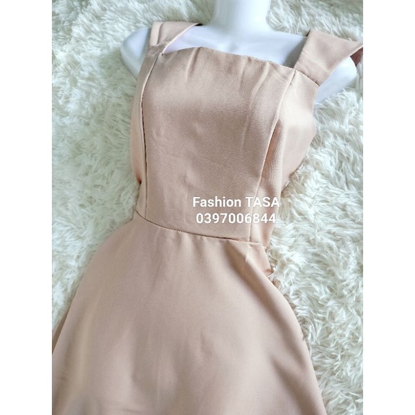 X2 Đầm dáng xòe công chúa màu kem form dài tay nhí chất for cánh tiên cổ vuông dự tiệc đám cưới thanh lịch