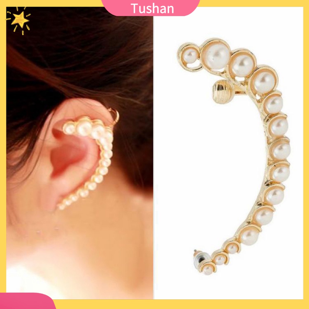 1 bông kẹp tai trái đính ngọc trai giả Punk Retro