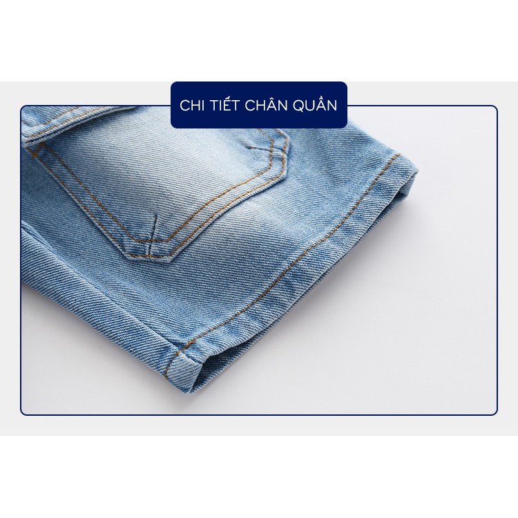 Quần Jean cho bé WELLKIDS quần short Jean họa tiết túi hộp chất bò mềm hàng xuất Âu Mỹ