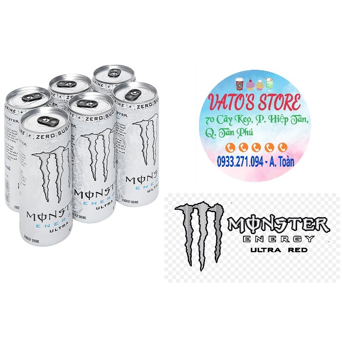 Thùng 24 lon nước tăng lực MONSTER trắng energy ultra 355ml / Lốc 6 lon nước tăng lực MONSTER trắng energy ultra 355ml