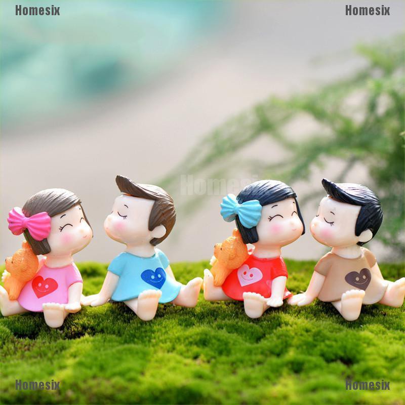 [HoMSI] Lovers Couple Figurines Miniatures Fairy Garden Moss Terrariums Resin Crafts Decoration SUU