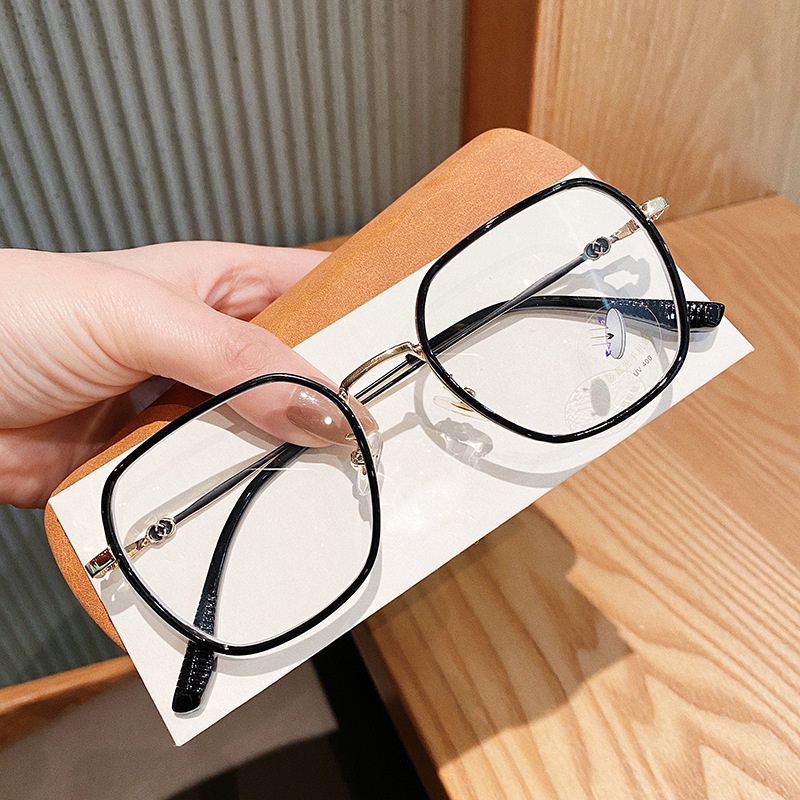 Kính cận gọng kim loại VIENDO vuông tròng đổi màu chống ánh sáng xanh tia UV màu sắc thời trang cho nam nữ(có thể cắt cận thị ống kính)