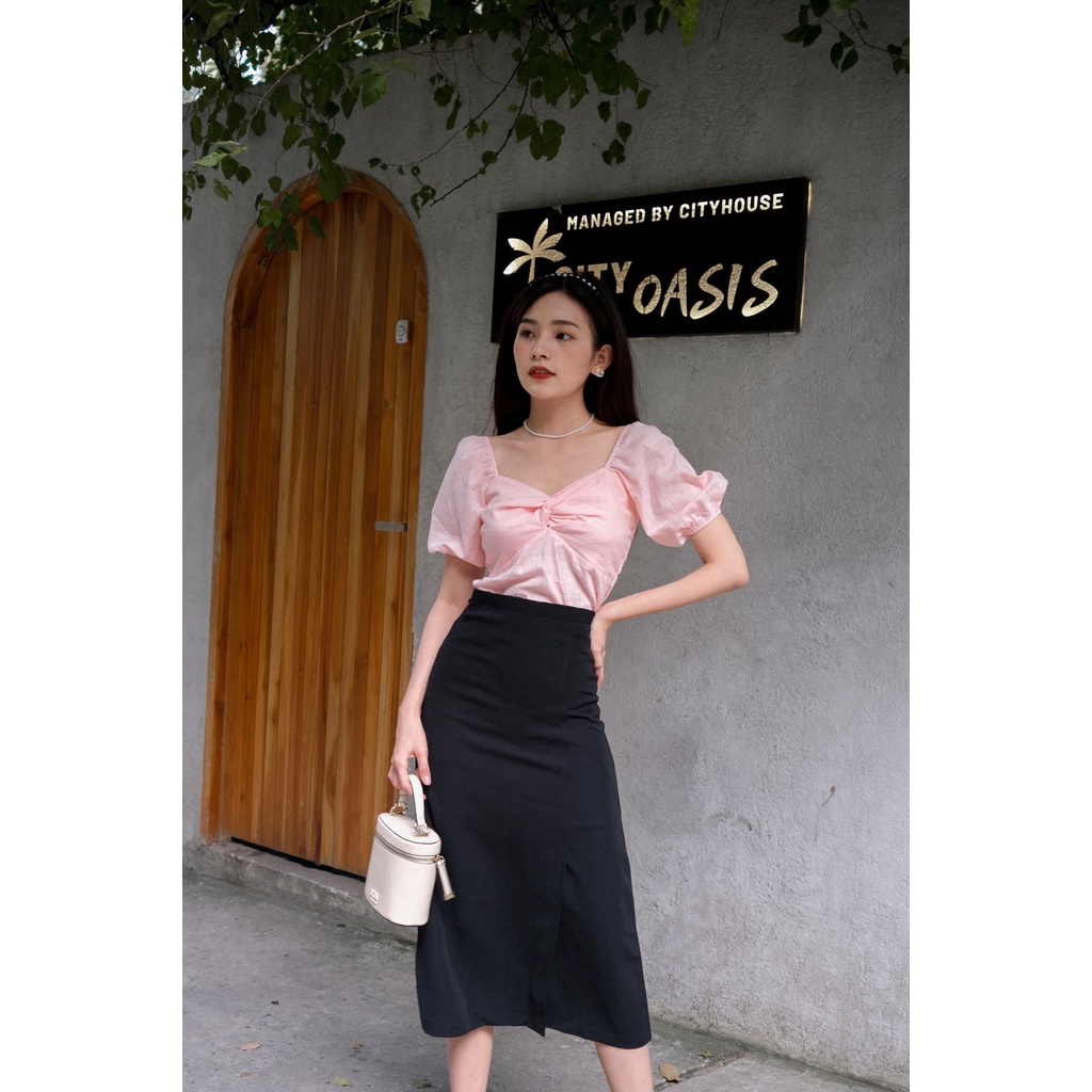 YU CHERRY | Váy chữ A xẻ tà, Long CB skirt YV036