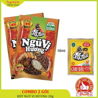 Combo 2 túi Bột Ngũ Vị Hương Gold Ông Chà Và 28gr - Tặng kèm 1 gói cà ri dầu 25gr