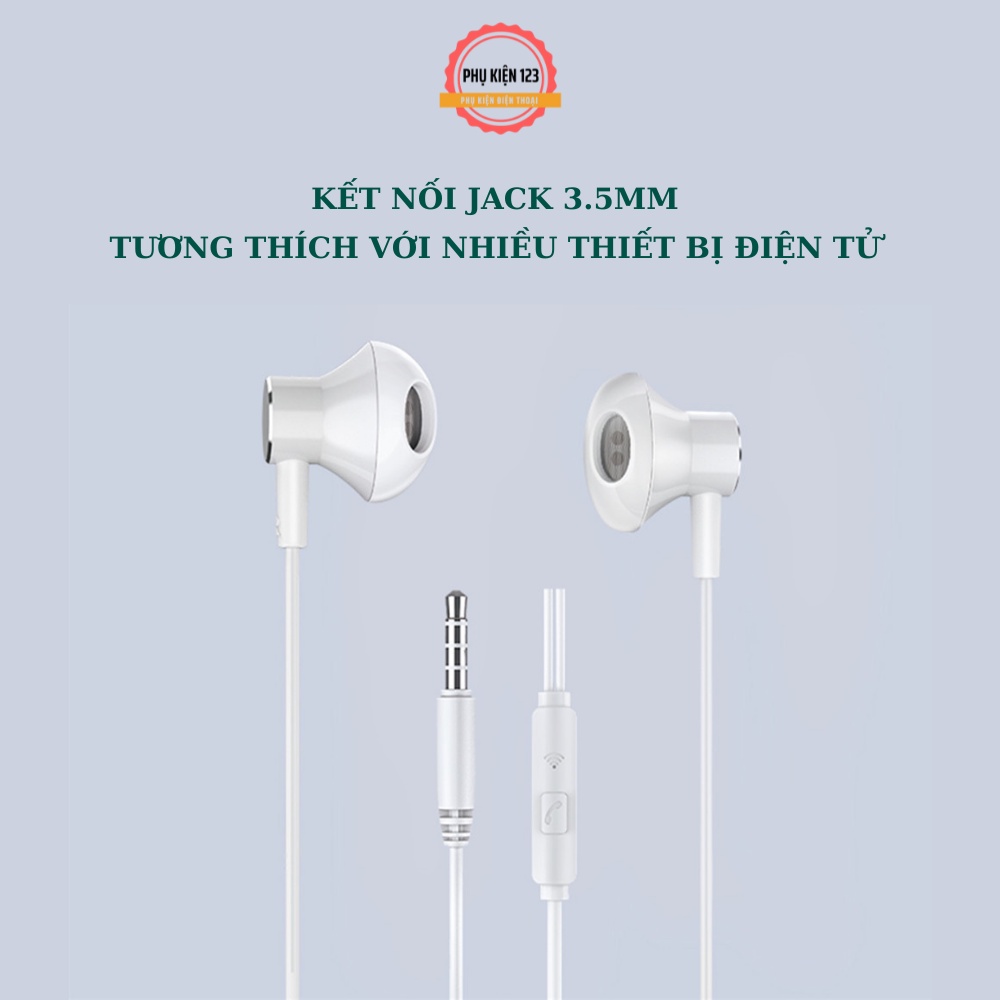 Tai nghe có dây Wekome Y8 tích hợp đàm thoại, nghe nhạc, chơi game