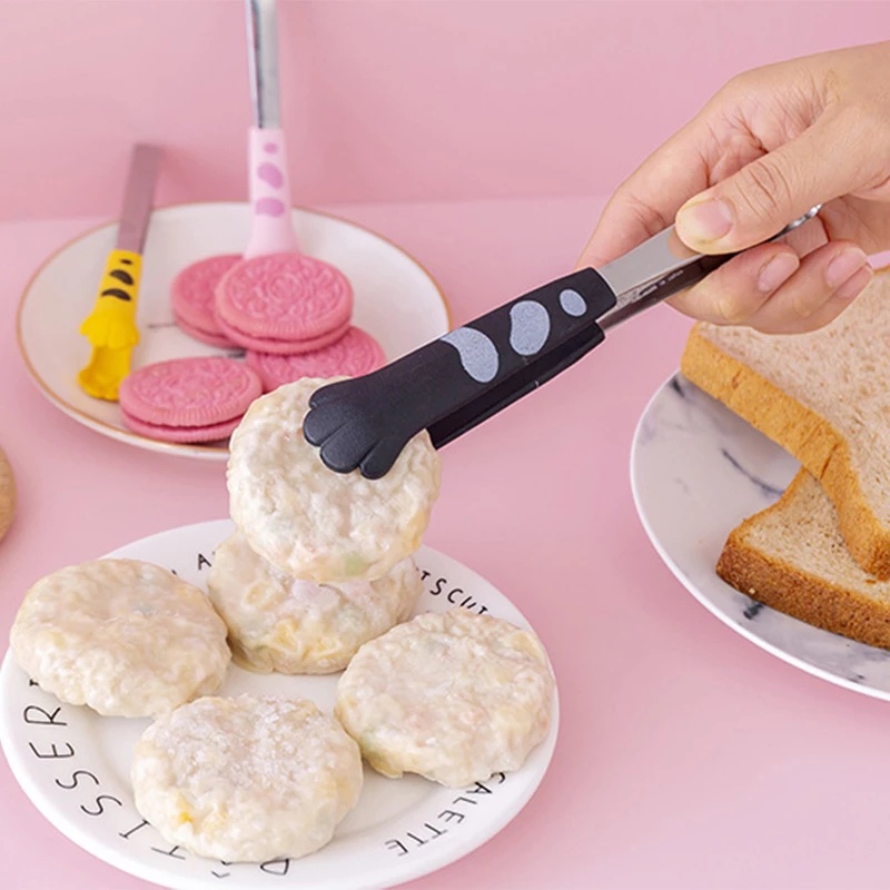Dễ Thương Kẹp Gắp Thức Ăn Hình Chân Mèo Bằng Thép Không Gỉ 12CM / Nhỏ