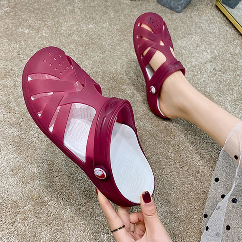 ♡Dép crocs họa tiết trái cây thời trang mùa hè cho nữ☆Giày sandal nhựa phong cách Hàn Quốc☆Dép đi biển đế bằng chống trượt thời trang☆Giày học sinh ngọt ngào☆Dép lê thời trang dạo phố sành điệu