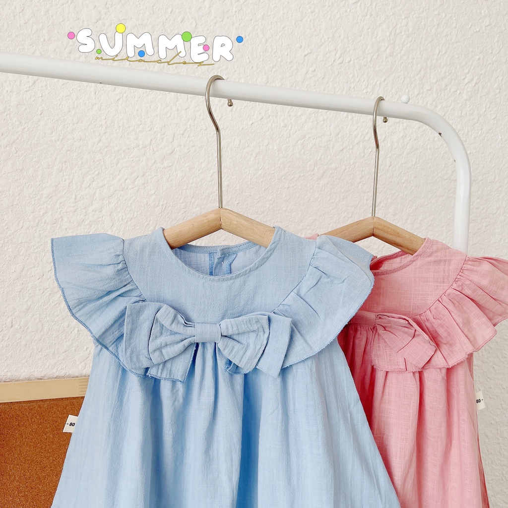 Váy hè cổ lá tròn màu trơn cho bé gái 1-5 tuổi (Mã 056)