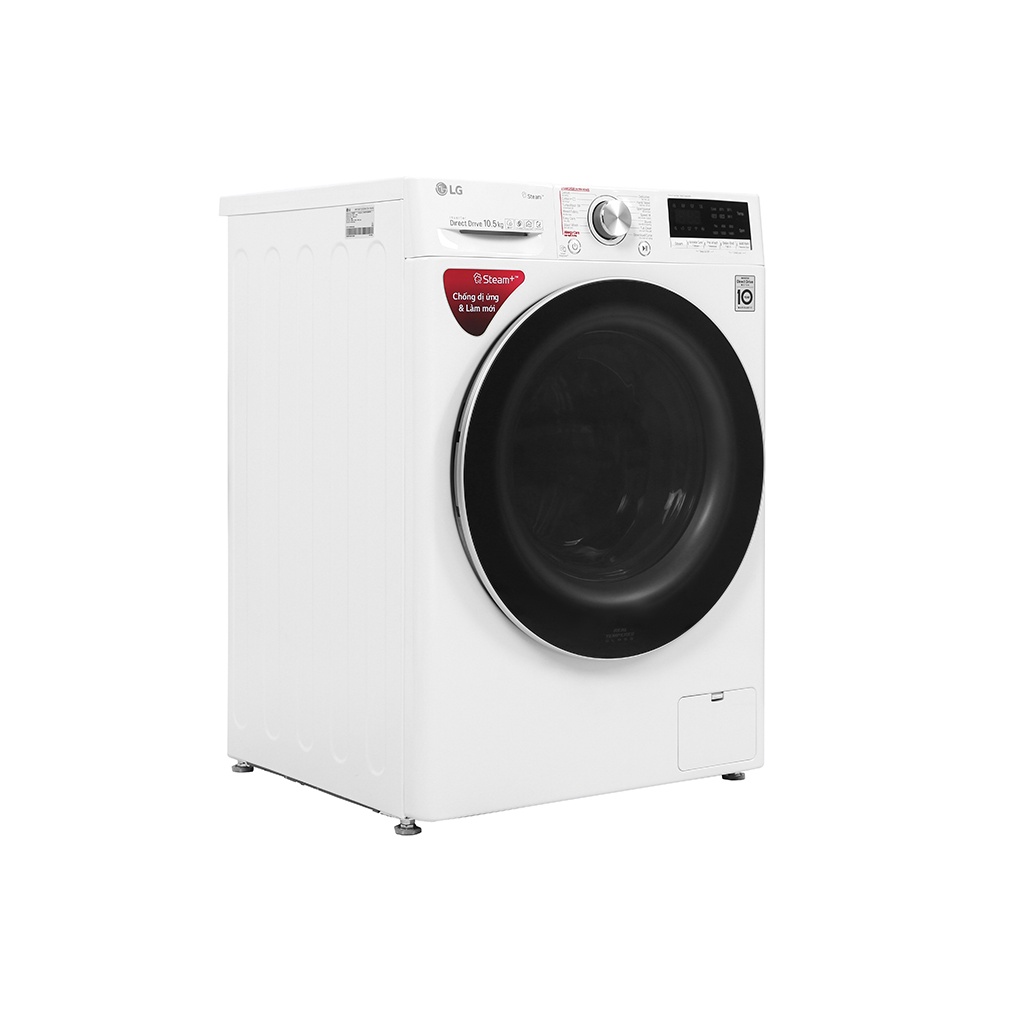 Máy giặt cửa trước LG Inverter 10.5kg FV1450S3W - điều khiển máy từ xa, Giặt nước nóng, Giặt hơi nước, giao miễn phí HCM