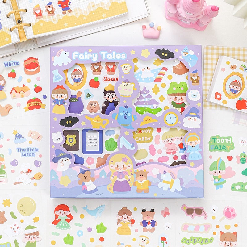 🌸Sticker 100 tấm Hộp quà tặng 100 tấm trang trí bìa sách sổ lưu niệm dễ thương🌸