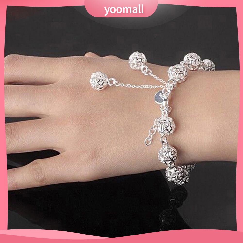 Vòng Tay Đính Quả Cầu Rỗng Màu Trơn Thời Trang Cho Nữ