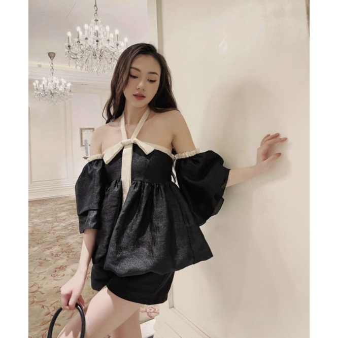 Set áo tay phồng viền nơ Sunny Set