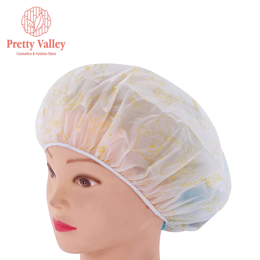 Mũ trùm nhuộm tóc, ủ tóc Pretty Valley Store Mũ trùm tóc chống nước khi tắm, nhuộm, ủ tóc loại dày nhiều họa tiết