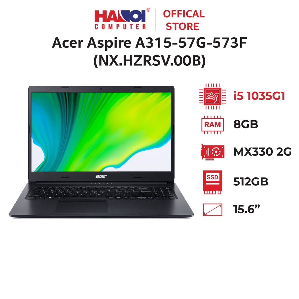 Laptop Acer Aspire A315-57G-573F (NX.HZRSV.00B) (i5 1035G1/8GBRAM/512GB SSD/MX330 2G/15.6 inch FHD/ Win 11/Đen)