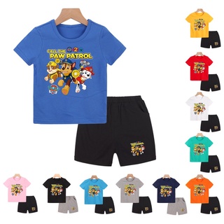 Set áo thun tay ngắn in họa tiết Paw Patrol phối quần short thời trang cho bé trai (có bán lẻ)